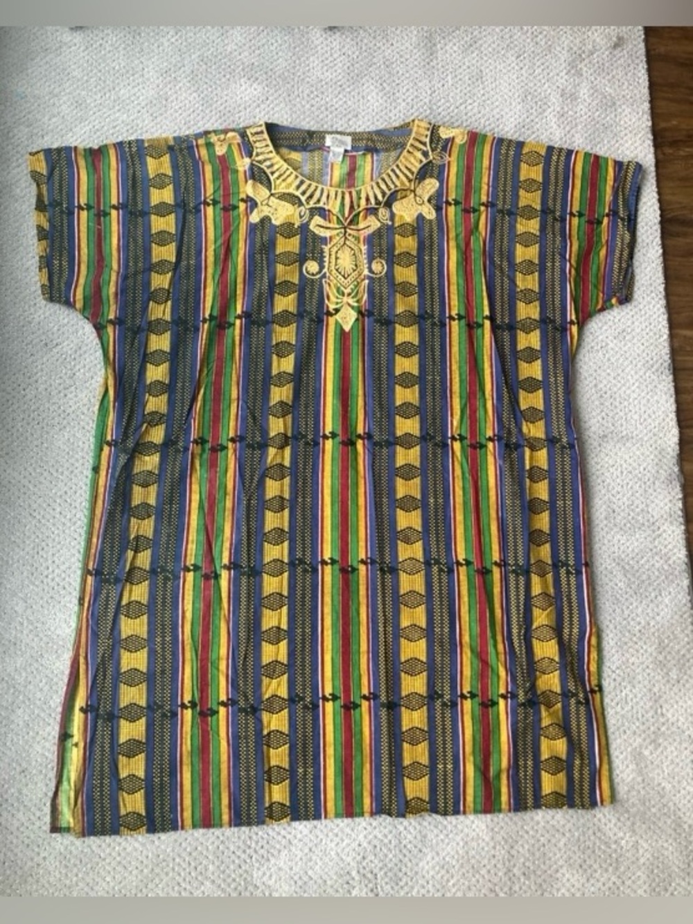 Men's Multicolor Striped Embroidered Short-Sleeve Shirt